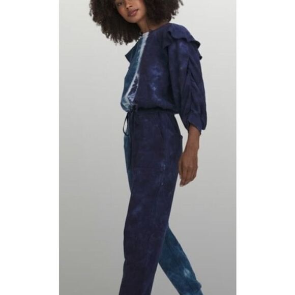 Something Navy Meghan Ruffle Tie Dye Jumpsuit Sz. XS - Picture 1 of 8